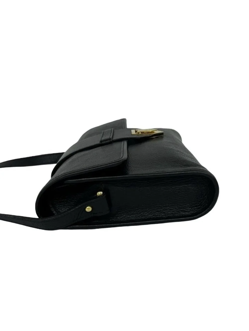 Saint Laurent Vintage YSL Logo Leather Shoulder Bag Pochette Black